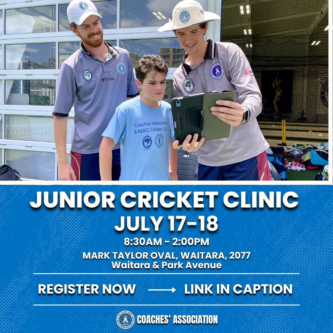 Junior cricket clinic on 17-18 July 2025 at Mark Taylor Oval, Waitara